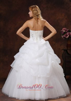 Sweetheart Pick-ups Beaded Bodice Ball Gown Wedding Dress