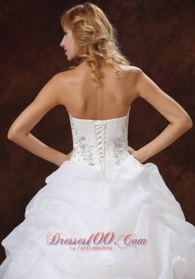 Sweetheart Pick-ups Beaded Bodice Ball Gown Wedding Dress