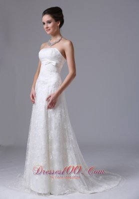 Strapless Bowknot Column Strapless Beautiful Wedding Dress