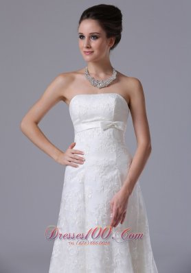 Strapless Bowknot Column Strapless Beautiful Wedding Dress