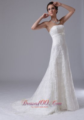 Strapless Bowknot Column Strapless Beautiful Wedding Dress