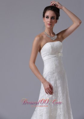 Strapless Bowknot Column Strapless Beautiful Wedding Dress