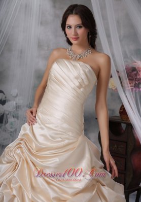 Champagne Princess Strapless Pick-ups Wedding Train Ruch