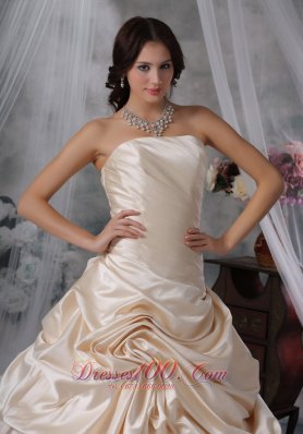 Champagne Princess Strapless Pick-ups Wedding Train Ruch