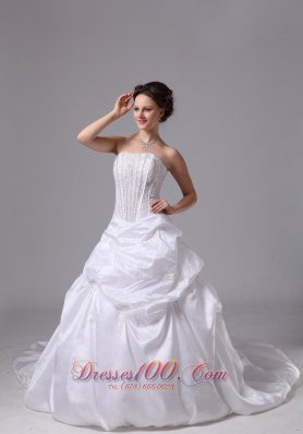 Pick-ups and Appliques Wedding Dress with Chapel Train