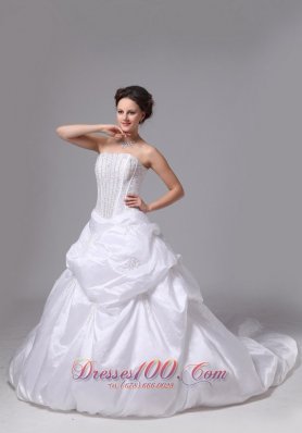 Pick-ups and Appliques Wedding Dress with Chapel Train