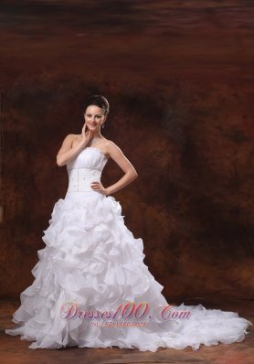 Strapless Appliques and Ruffles Wedding Dress