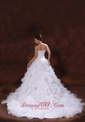 Strapless Appliques and Ruffles Wedding Dress