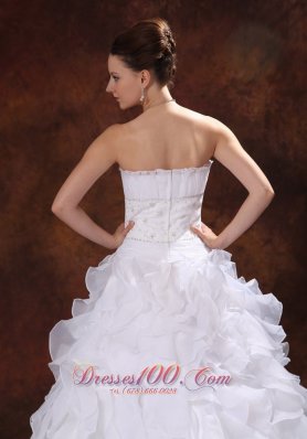 Strapless Appliques and Ruffles Wedding Dress