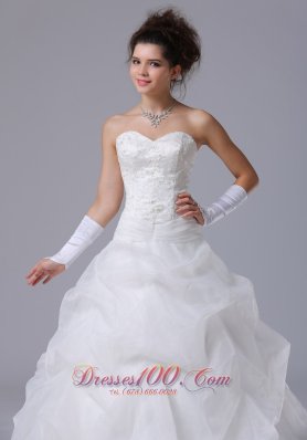 Sweetheart Beading Pick-ups A-line Wedding Gown