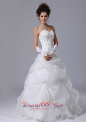 Sweetheart Beading Pick-ups A-line Wedding Gown