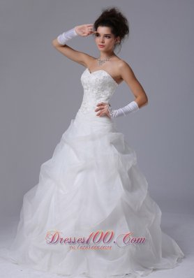 Sweetheart Beading Pick-ups A-line Wedding Gown