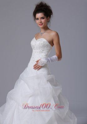 Sweetheart Beading Pick-ups A-line Wedding Gown