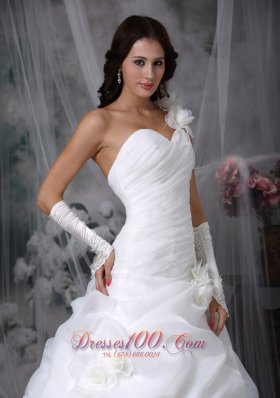 Pick-ups Floor Length One Shoulder Beading Wedding Gowns