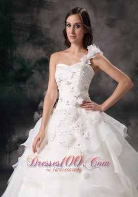 Hand Made Flower Ball Gown Wedding Gown Layer