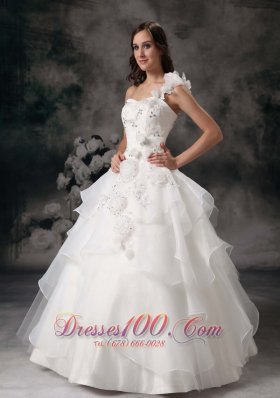 Hand Made Flower Ball Gown Wedding Gown Layer