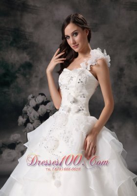 Hand Made Flower Ball Gown Wedding Gown Layer