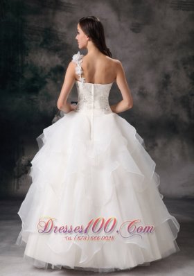 Hand Made Flower Ball Gown Wedding Gown Layer