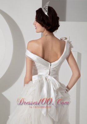 A-line V-neck Satin Bridal Gown Floor Length