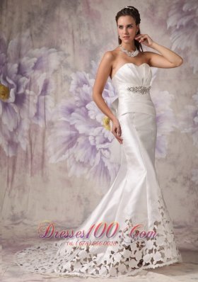 HSweetheart Print Flower Beading Wedding Gown