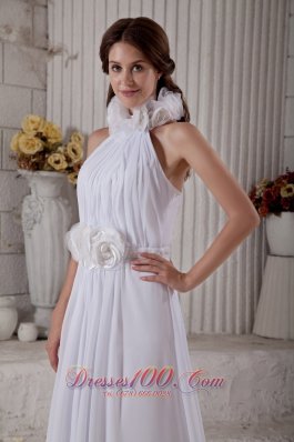 High-neck Wedding Dress Chapel Train Chiffon