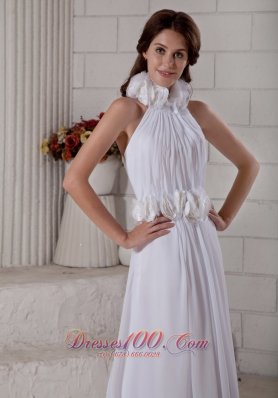 High-neck Wedding Dress Chapel Train Chiffon