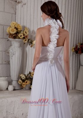 High-neck Wedding Dress Chapel Train Chiffon