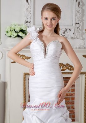 One Shoulder Mermaid Deep V-neck Wedding Dress Pick-ups