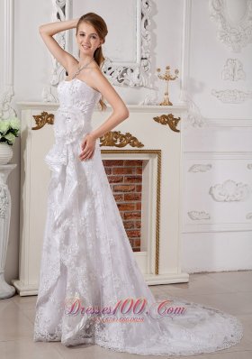 Lace Summer Wedding Dress Brush Train 2014