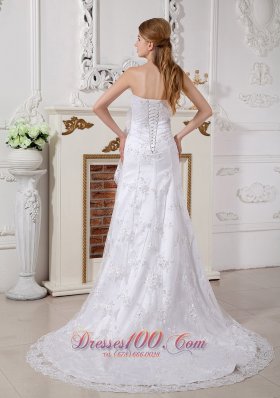 Lace Summer Wedding Dress Brush Train 2014