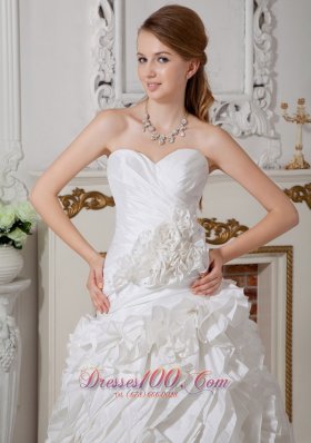 Wedding Dress Sweetheart Rolling Flower Brush Train