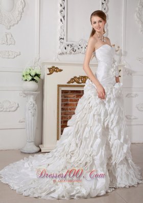 Wedding Dress Sweetheart Rolling Flower Brush Train