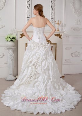 Wedding Dress Sweetheart Rolling Flower Brush Train