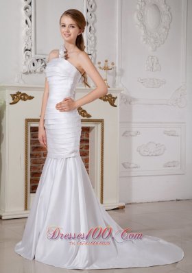 Detachable Mermaid One Shoulder Ruch Wedding Dress