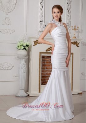 Detachable Mermaid One Shoulder Ruch Wedding Dress