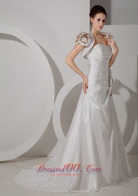 Hand Made Flower Sweetheart Wedding Dress with Straps