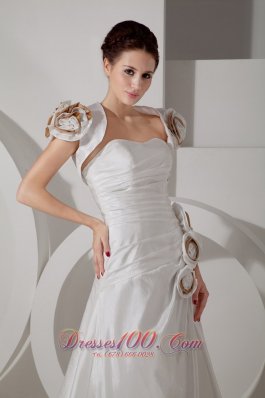 Hand Made Flower Sweetheart Wedding Dress with Straps