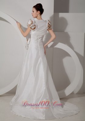 Hand Made Flower Sweetheart Wedding Dress with Straps