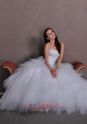 Strapless Satin and Tulle Elegant Wedding Gown