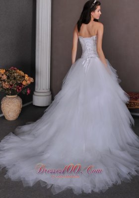 Strapless Satin and Tulle Elegant Wedding Gown