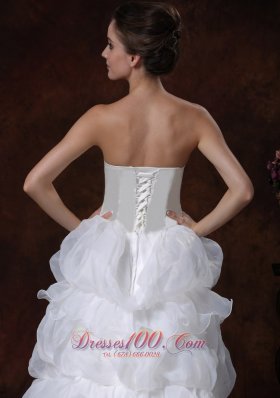 Tiered Skirt Beading Wedding Dress Brush Train