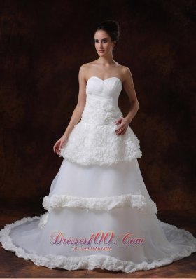 Rolling Flowers Luxurious Strapless A-Line Wedding Gown