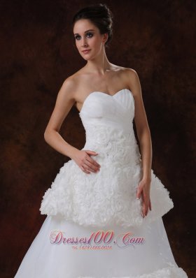 Rolling Flowers Luxurious Strapless A-Line Wedding Gown