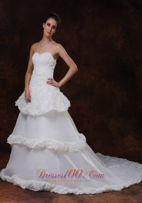 Rolling Flowers Luxurious Strapless A-Line Wedding Gown