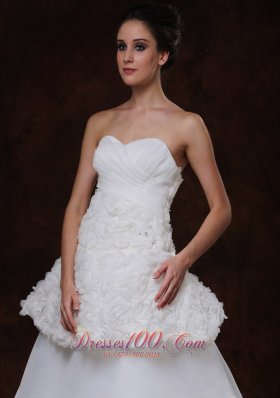 Rolling Flowers Luxurious Strapless A-Line Wedding Gown