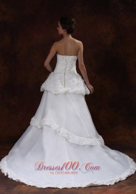 Rolling Flowers Luxurious Strapless A-Line Wedding Gown