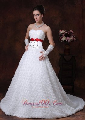 Sweetheart Rolling Flowers Strapless Princess Wedding Gown