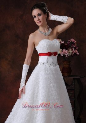 Sweetheart Rolling Flowers Strapless Princess Wedding Gown