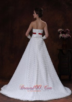 Sweetheart Rolling Flowers Strapless Princess Wedding Gown