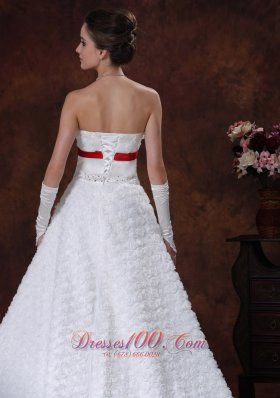 Sweetheart Rolling Flowers Strapless Princess Wedding Gown